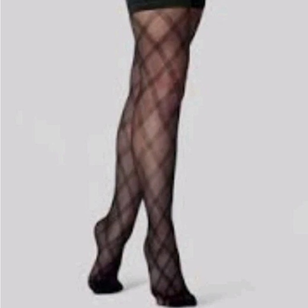 a new day Black Crisscross Pattern Tights